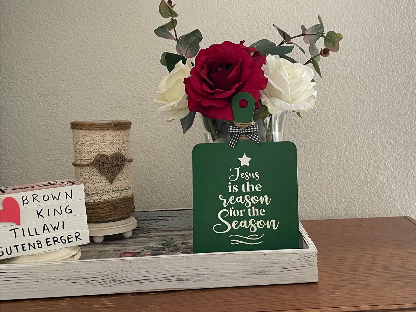 Mini Christmas Cutting Board Sign - Faith-Based Holiday Decor