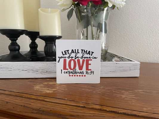 Christian Mini Wood Sign, Faith-Based Shelf or Tier Tray Decor