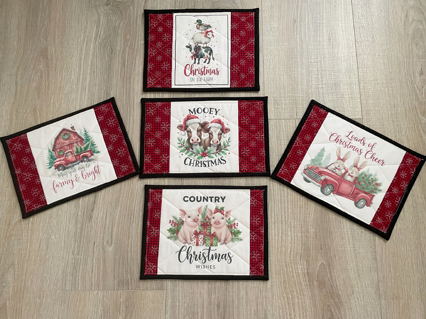 Quilted Christmas Mug Rugs – Farmhouse Fabric Coasters (Choose Your Design)