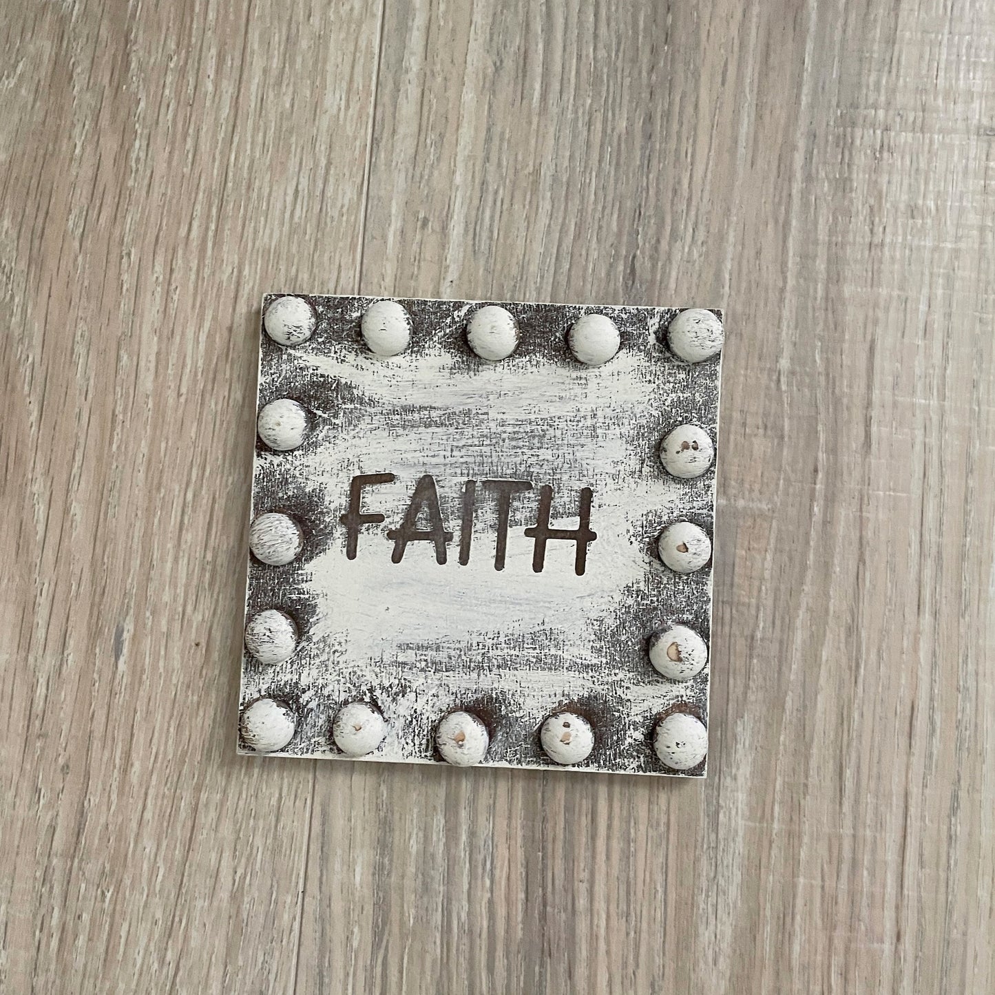 Farmhouse Coasters - Set of 4 Beaded Wooden Coasters