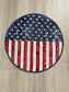 Time to celebrate America! Create a lovely table using these beautiful red, white, and blue round set of 4 rustic flag placemats, measuring 15 inches in diameter.