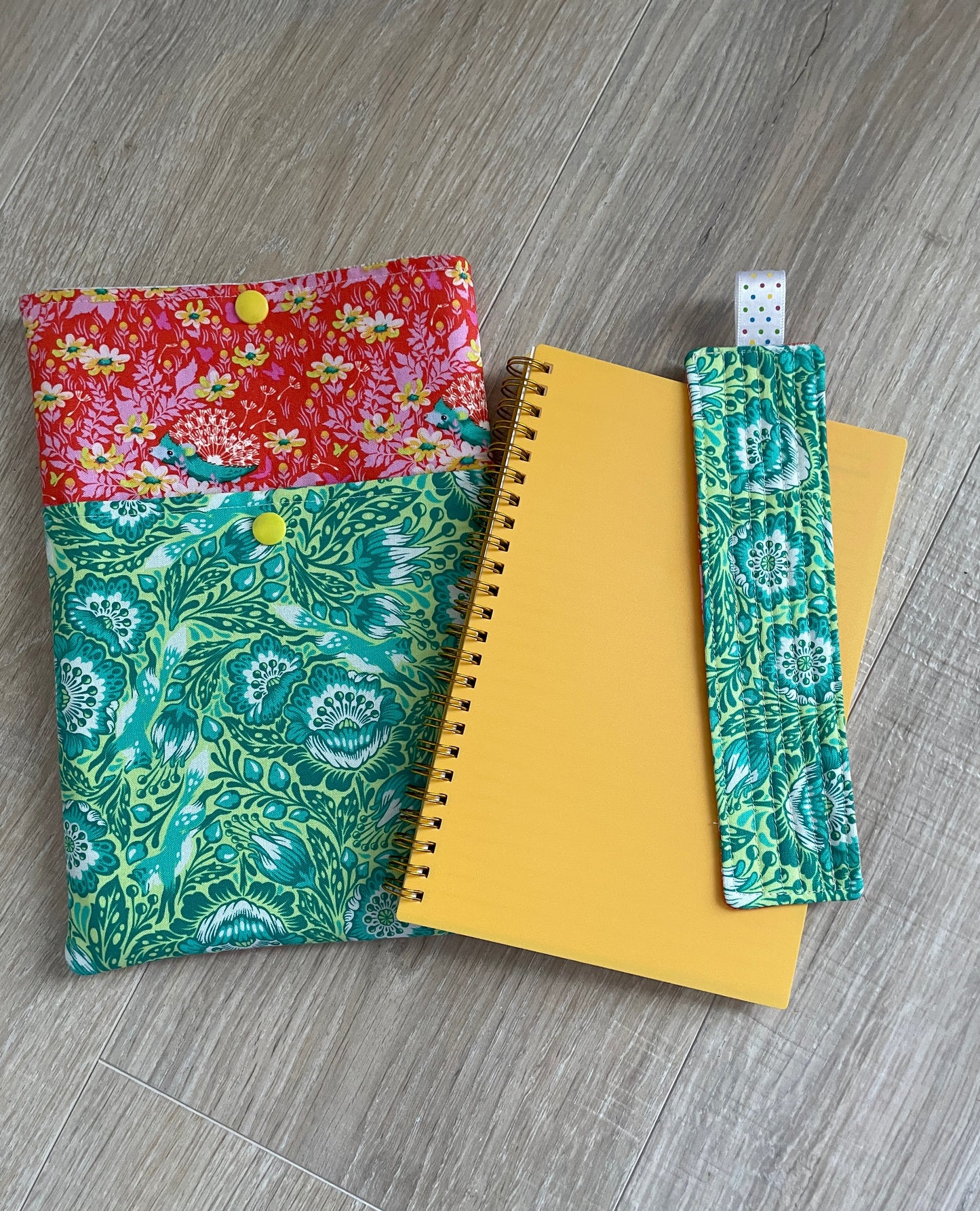 Journal Gift Set, Spiral Bound Lined Notebook/Planner, Book Sleeve with Pocket and Matching Bookmark