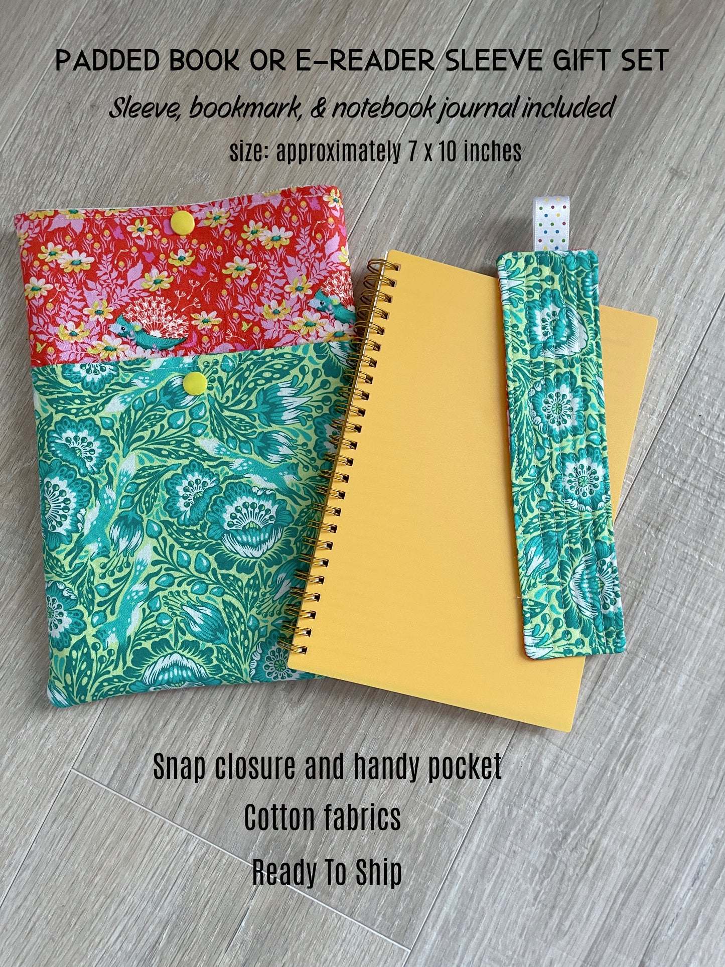 Journal Gift Set, Spiral Bound Lined Notebook/Planner, Book Sleeve with Pocket and Matching Bookmark