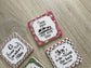 Christmas Wooden Coasters - Set of 4, Red and Green Faith-Based Holiday Decor, Christian Hostess Gift
