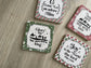 Christmas Wooden Coasters - Set of 4, Red and Green Faith-Based Holiday Decor, Christian Hostess Gift