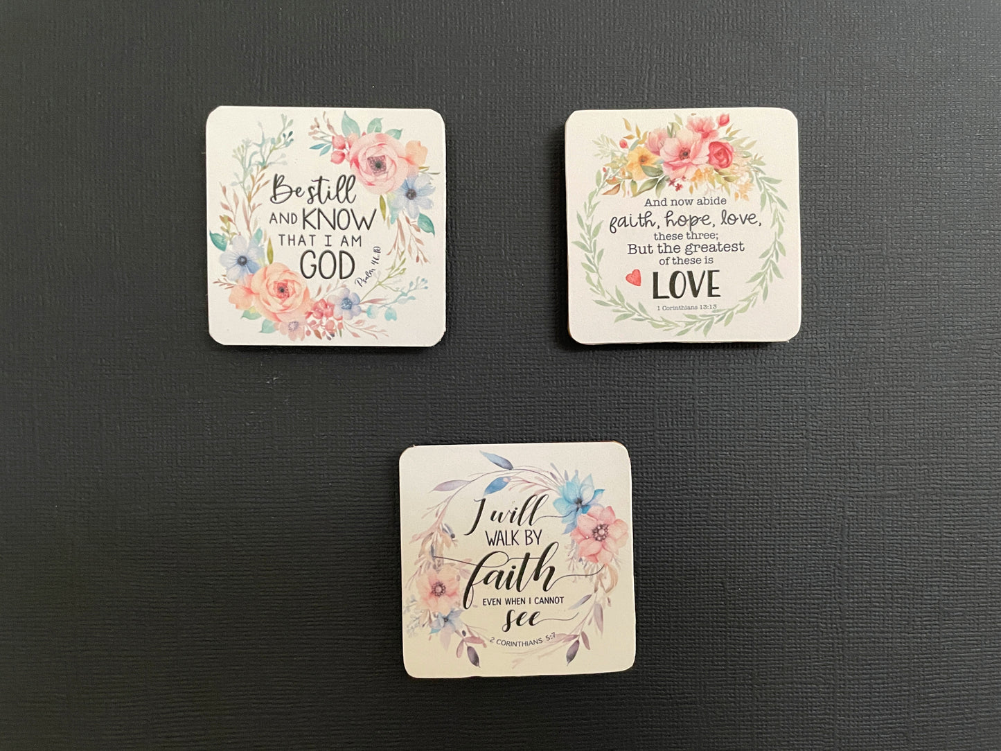 Floral Christian Magnets, Set of 6, Faith Christian Gifts