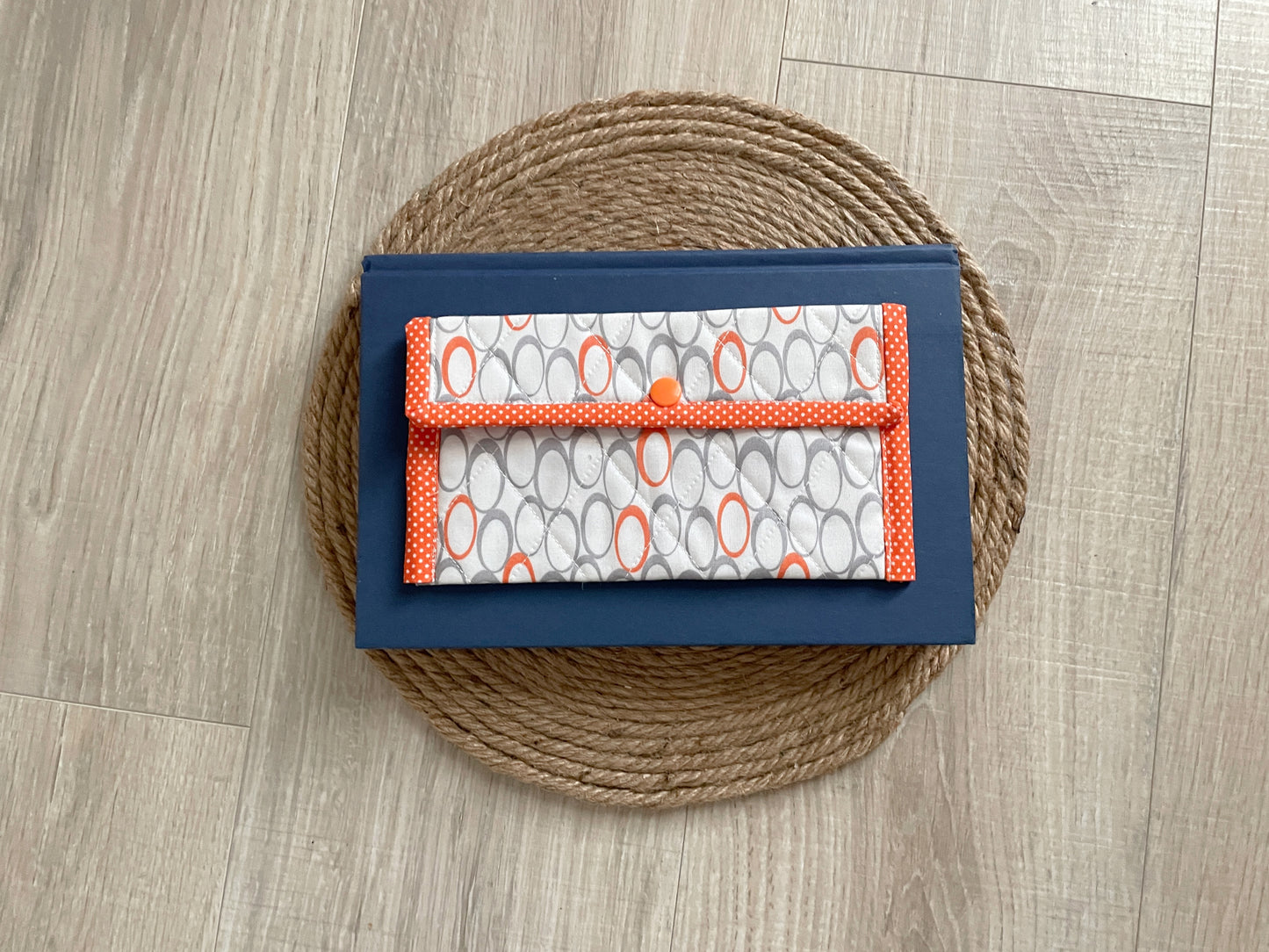 Orange & Gray Retro Print Eyeglass Case