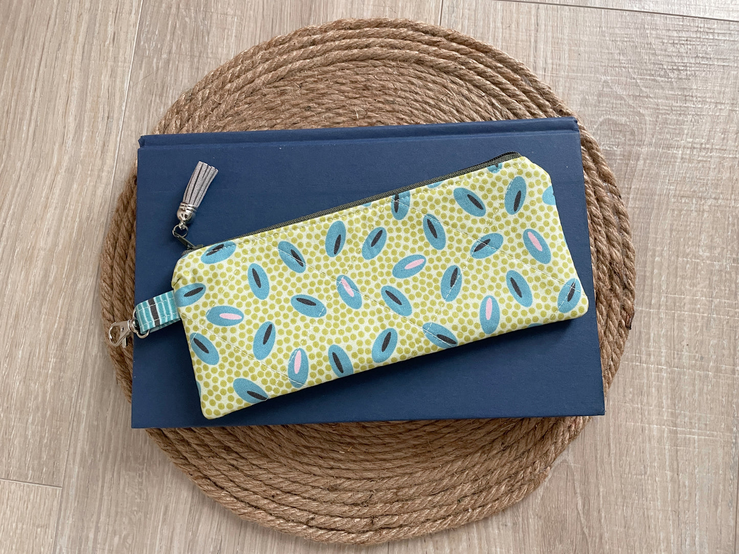 Small Quilted Zipper Pouch / Pencil Pouch / Sunglass Case