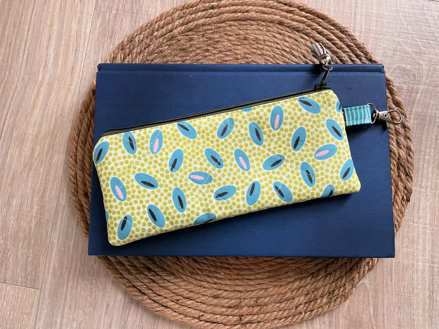 Small Quilted Zipper Pouch / Pencil Pouch / Sunglass Case