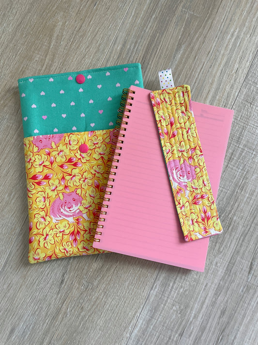 Journal Gift Set, Spiral Bound Lined Notebook/Planner, Book Sleeve with Pocket and Matching Bookmark