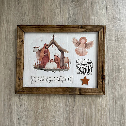 Nativity Manger Scene Wood Wall Art for Christmas, Rustic Christmas Art