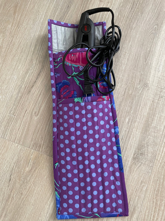 Handmade Flat Iron Bag, Quilted Heat Resisted Curling Iron Case