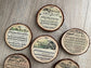 Rustic Wood Slice Christmas Carol Coasters - Farmhouse Holiday Decor, Set of 6