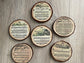 Rustic Wood Slice Christmas Carol Coasters - Farmhouse Holiday Decor, Set of 6