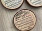 Rustic Wood Slice Christmas Carol Coasters - Farmhouse Holiday Decor, Set of 6