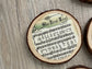 Rustic Wood Slice Christmas Carol Coasters - Farmhouse Holiday Decor, Set of 6