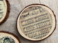 Rustic Wood Slice Christmas Carol Coasters - Farmhouse Holiday Decor, Set of 6