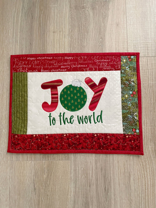 Quilted Christmas Large Casserole Hot Pad, Joy to the World