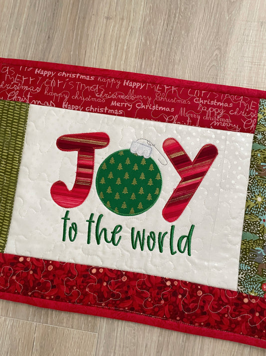 Quilted Christmas Large Casserole Hot Pad, Joy to the World