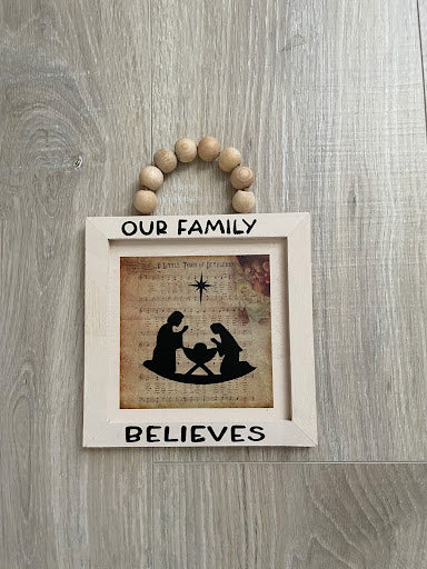 Christian Mini Wood Signs, Faith Based Wall Decor, Christmas Wood Bead Hanging Decor