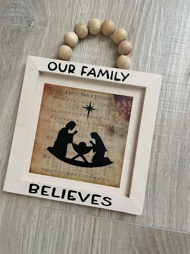 Christian Mini Wood Signs, Faith Based Wall Decor, Christmas Wood Bead Hanging Decor