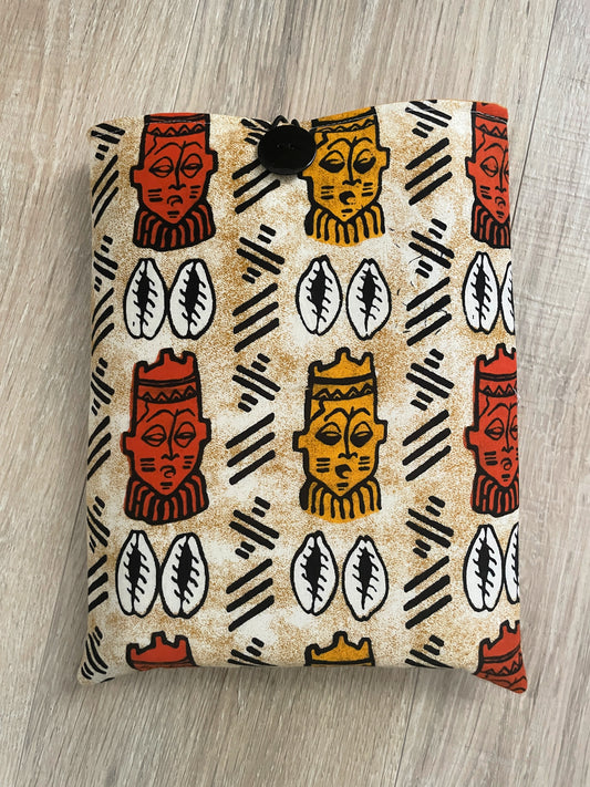 Fabric book cover, Book Sleeve, Book Jacket, E-Reader Cover, Book Gift, Book Pouch, Book Lover Gift, Book Protector, African Masks Fabric