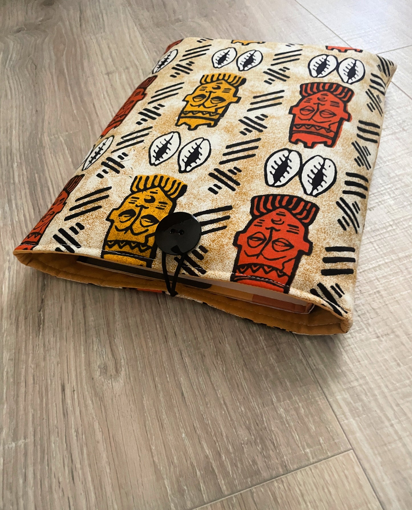 Quilted Book Sleeve, African Mask Book Sleeve