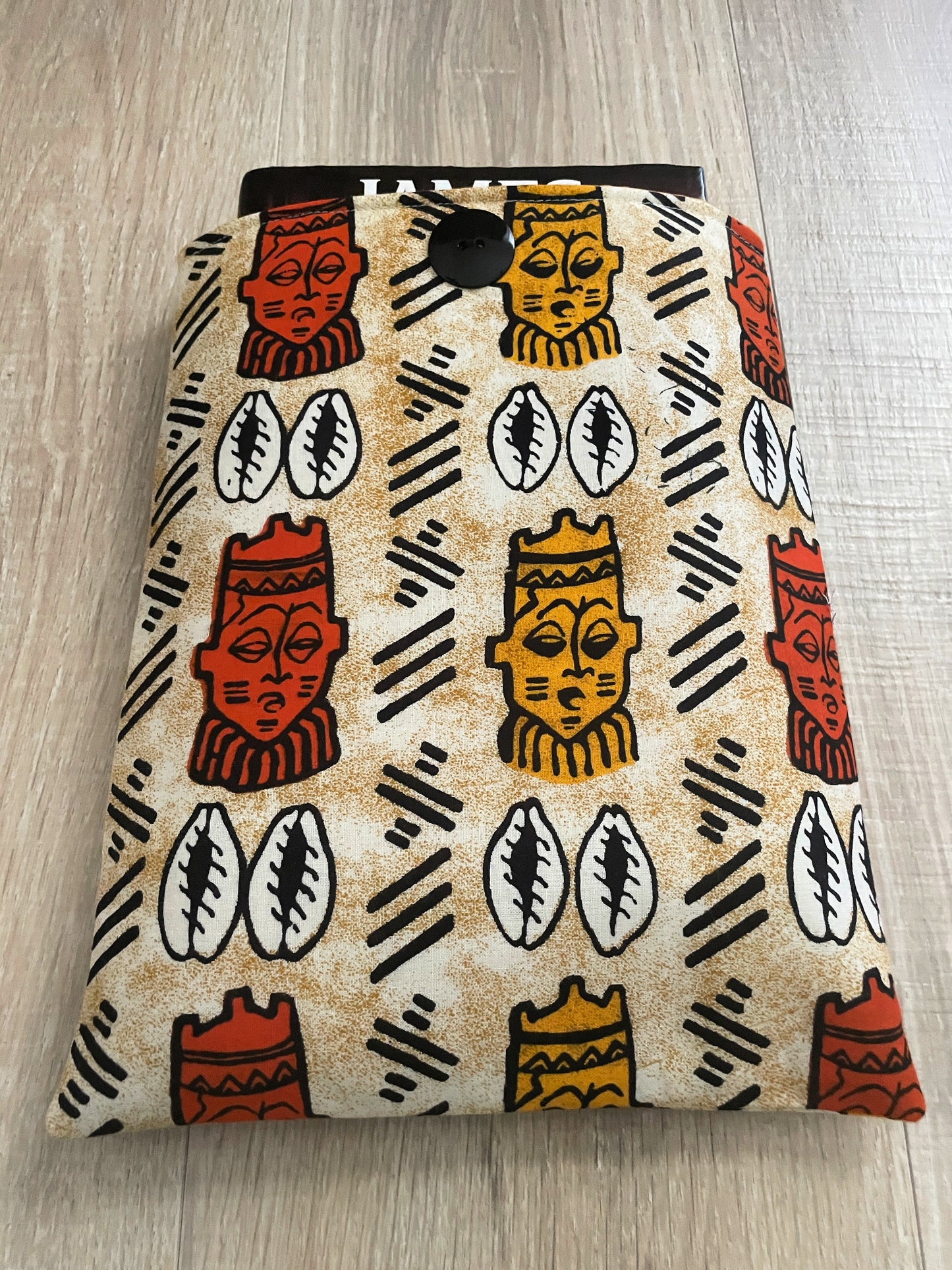 Quilted Book Sleeve, African Mask Book Sleeve