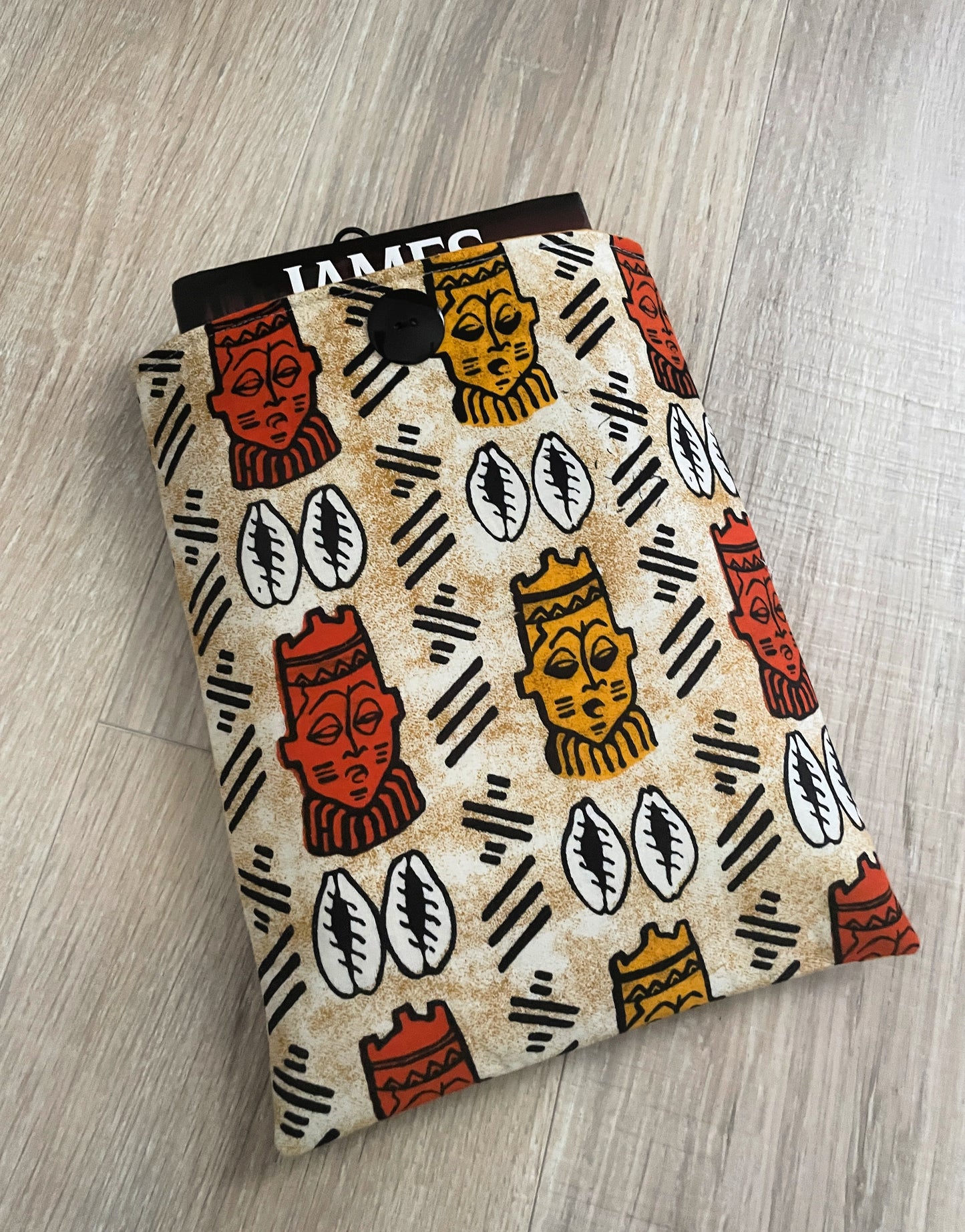 Quilted Book Sleeve, African Mask Book Sleeve