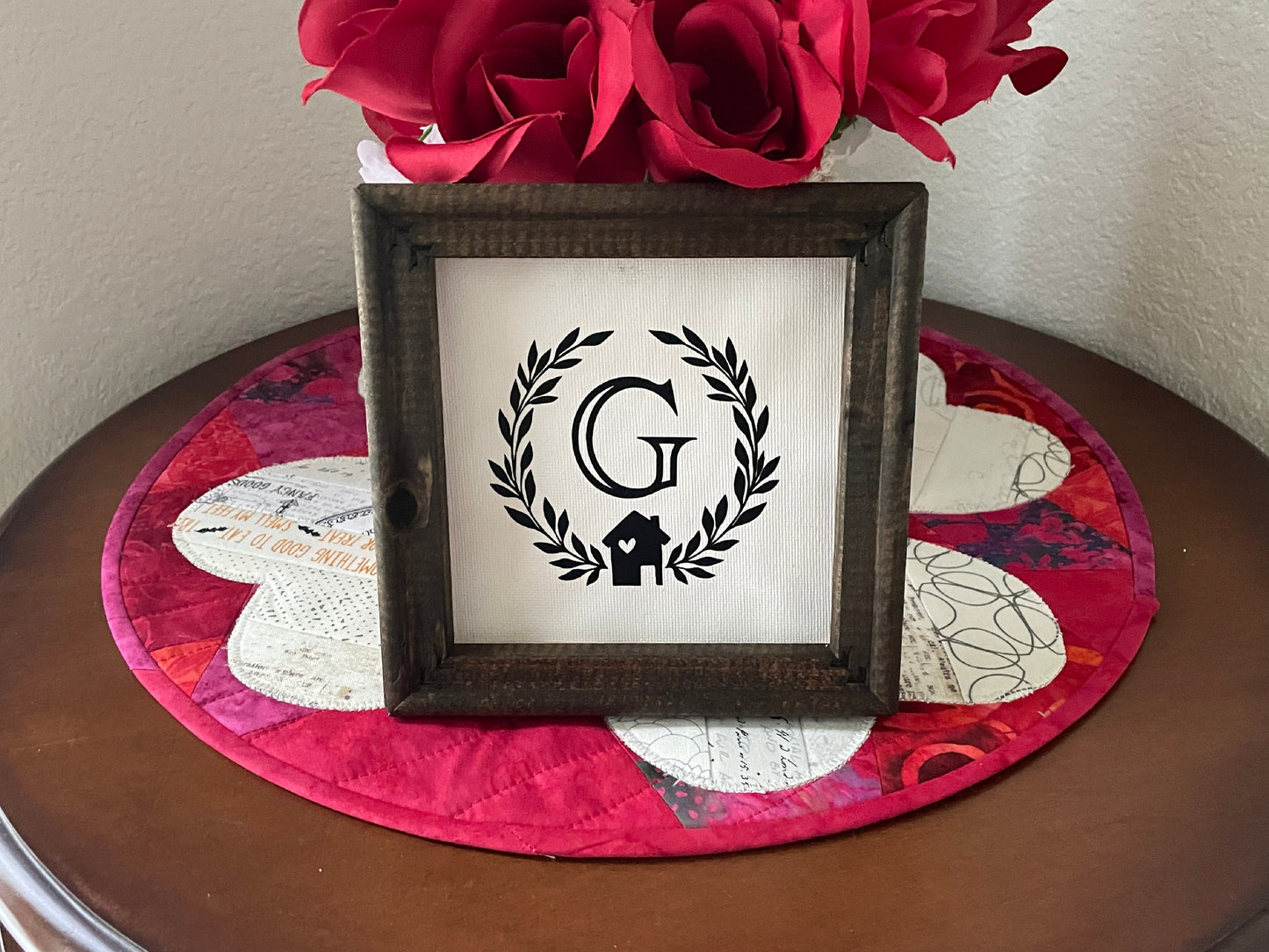 Monogrammed Family Initial Sign, Tiered Tray Decor