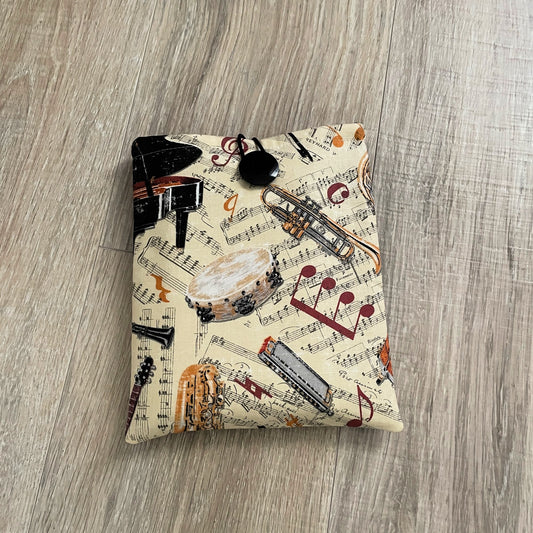 Fabric book cover, Book Sleeve, Book Jacket, E-Reader Cover, Book Gift, Book Pouch, Book Lover Gift, Book Protector, Musical Instruments