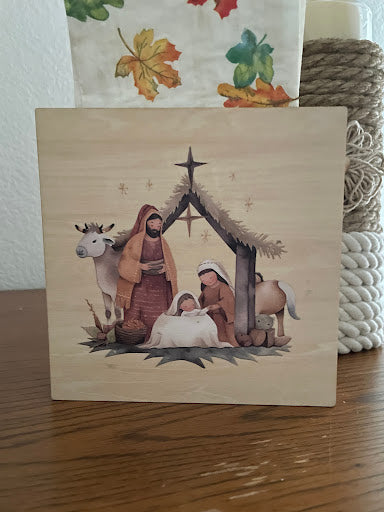 Rustic Wood Napkin Holder, Nativity Scene Kitchen Decor, O Come Let Us Adore Him Gift, Card Holder