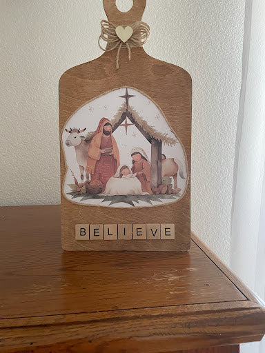 Nativity Scene Cutting Board, Cutting Board Gift, Christmas Gift, Faith Based Gift Idea