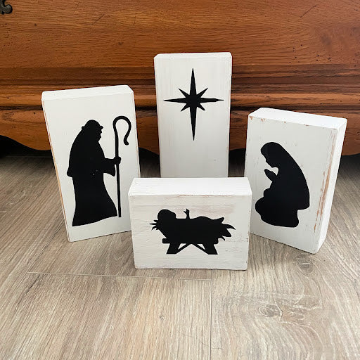 Wooden Nativity Set, Manger Set, Christmas Decor