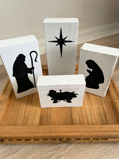 Wooden Nativity Set, Manger Set, Christmas Decor