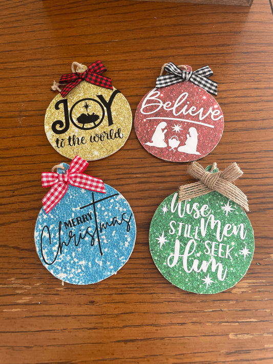 Christian Christmas Wood Gift Tags: Faith-Based Ornaments, Set of 4