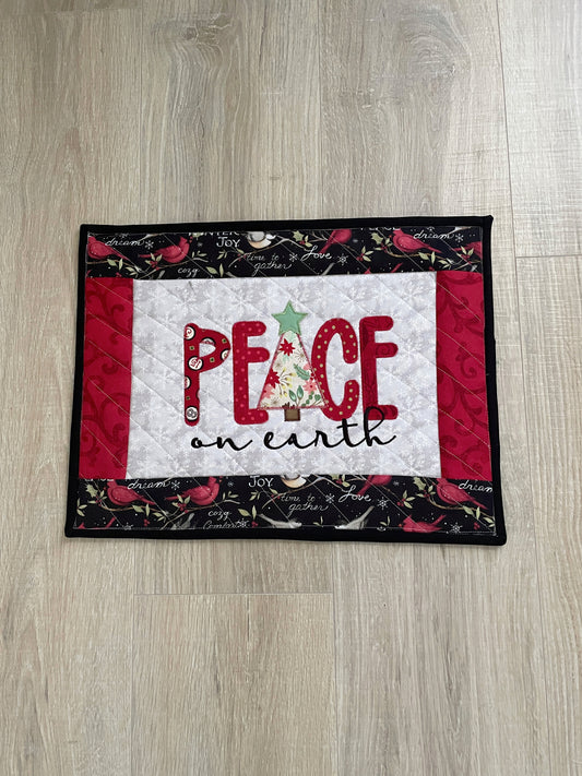 Quilted Christmas Large Casserole Hot Pad, Peace on Earth