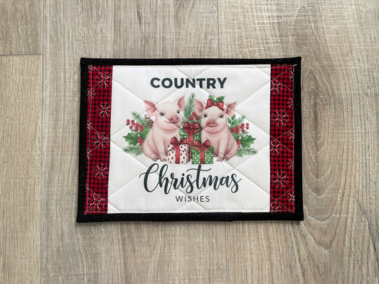 Quilted Christmas Fabric Coasters, Funny Farmhouse Mug Rug, Choose Your Design