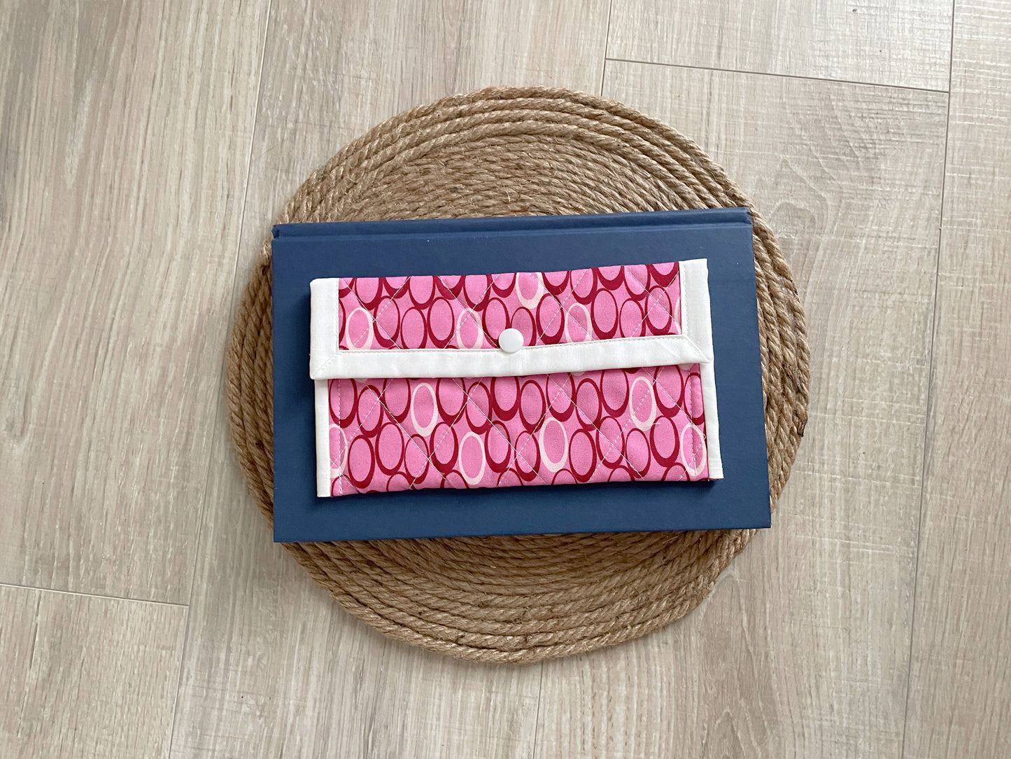 Pink and Red Eyeglass Case – Handmade Padded Glasses Sleeve with Snap Button Closure