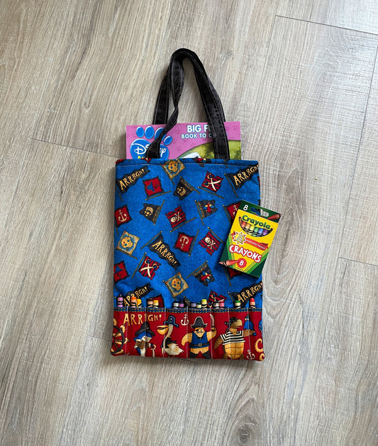 Kids Activity Tote Bag with Crayons, Pirate Adventure