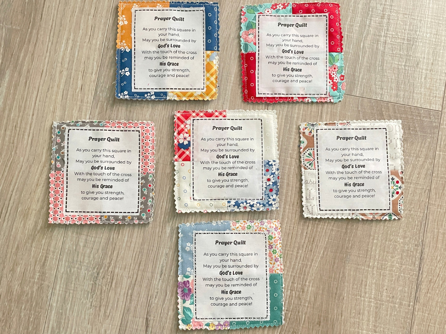 Mini Prayer Quilt with Wooden Cross – Pocket Prayer Square