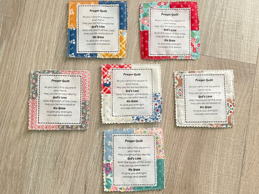 Mini Prayer Quilt with Wooden Cross – Pocket Prayer Square