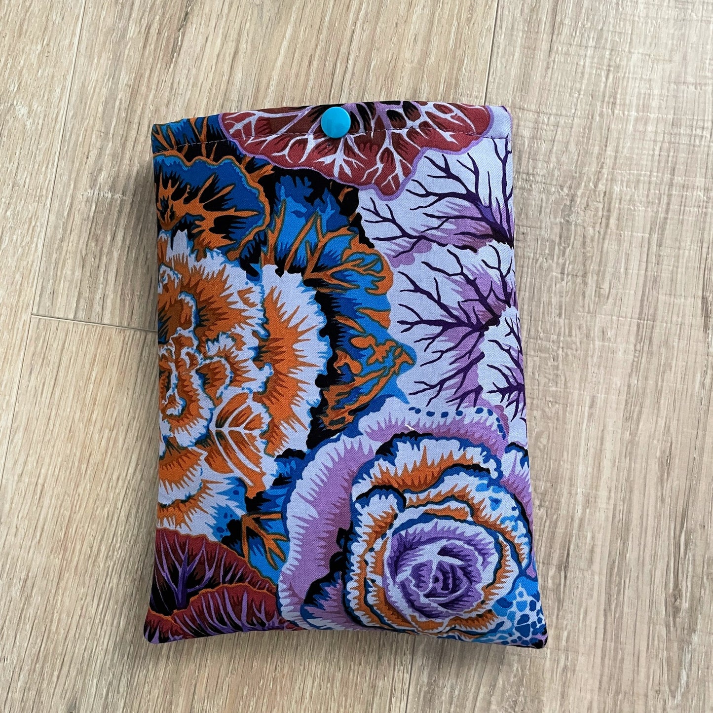 Protective Book Sleeve featuring Purple Peonies, Secure Closure