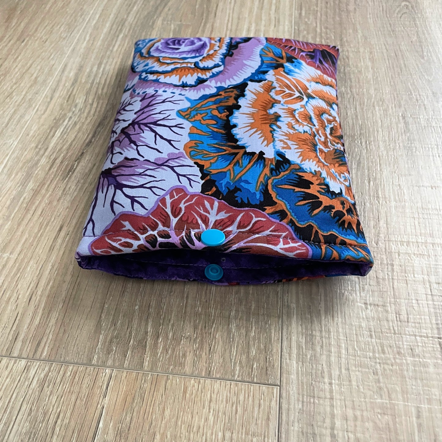 Protective Book Sleeve featuring Purple Peonies, Secure Closure