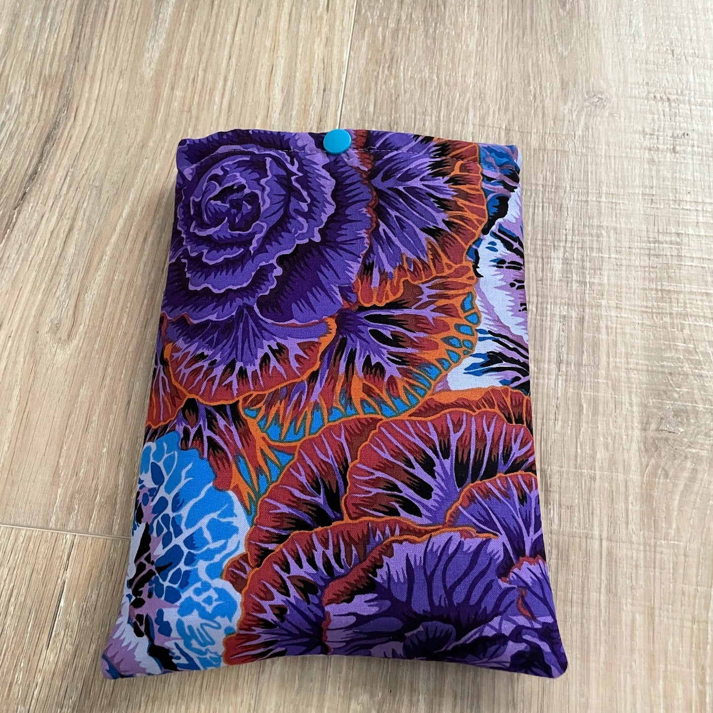 Protective Book Sleeve featuring Purple Peonies, Secure Closure