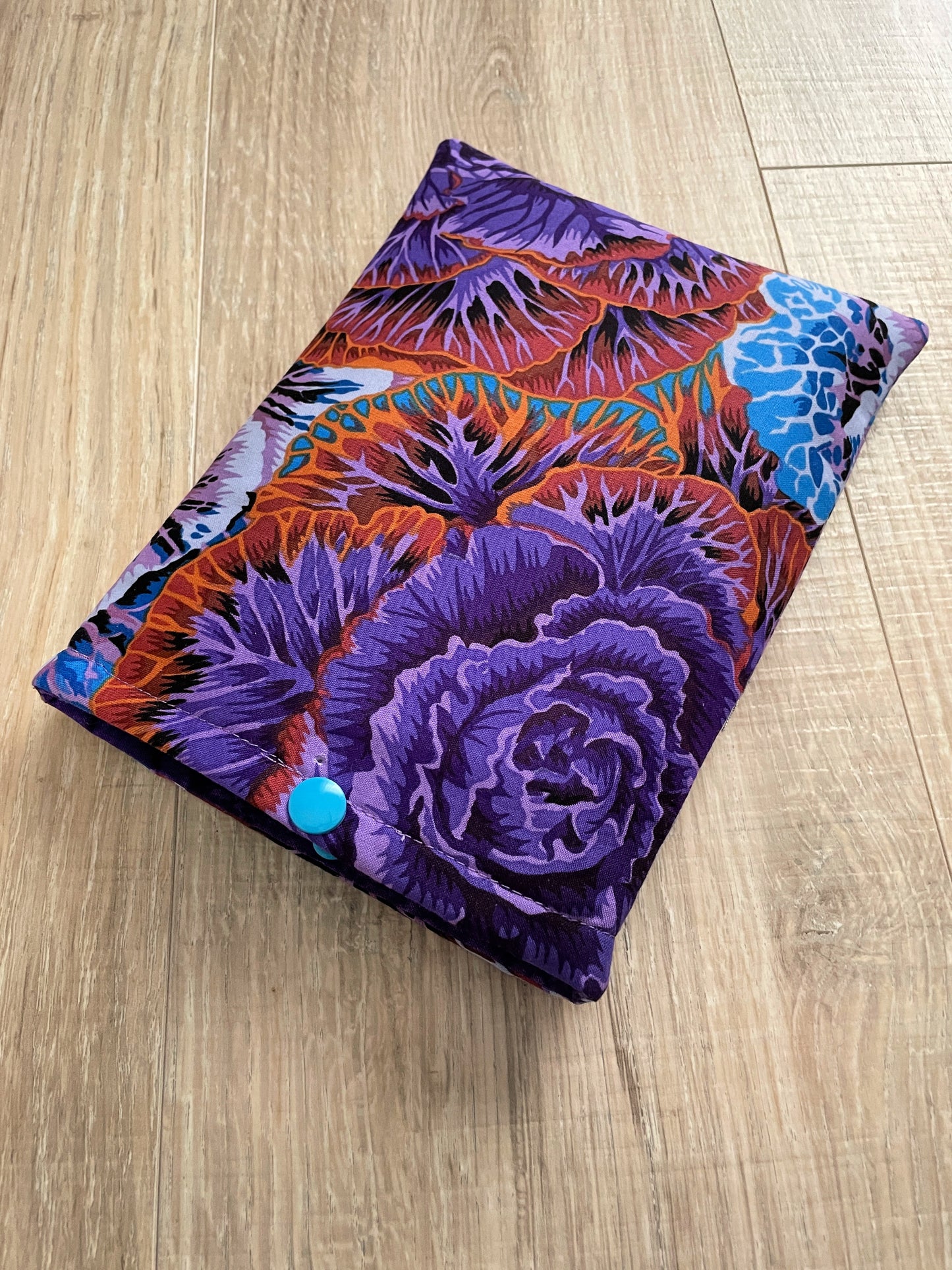 Protective Book Sleeve featuring Purple Peonies, Secure Closure