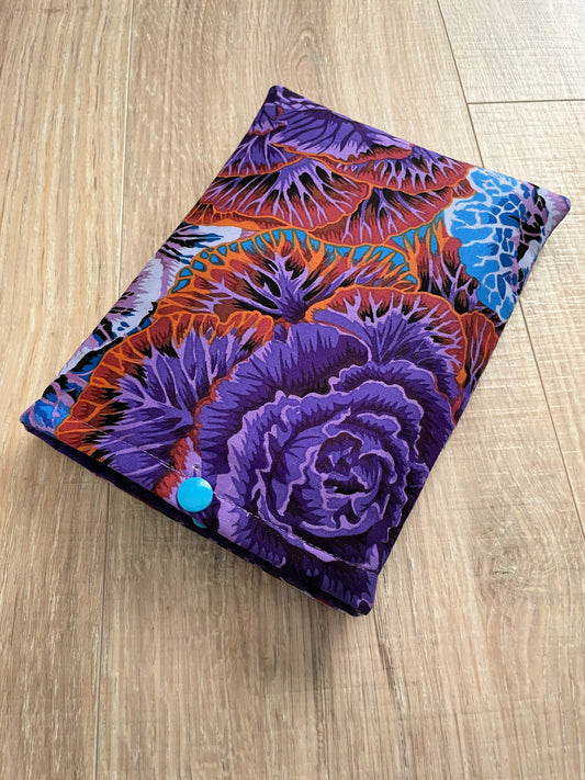 Fabric book cover, Book Sleeve, Book Jacket, Small Book Cover, Book Gift, Book Pouch, Book Lover Gift, Book Protector, Purple Florals