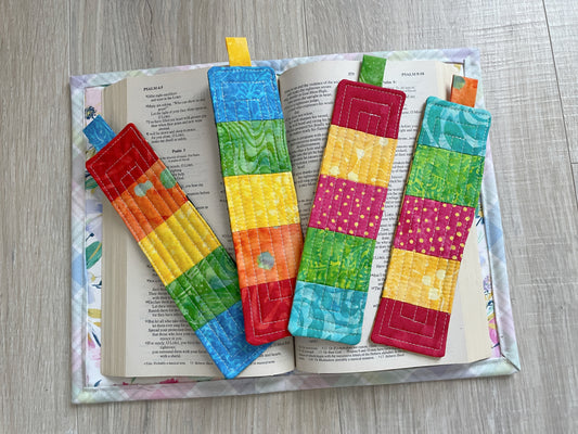 Handmade Quilted Bookmarks, Set of 4 Scrappy Bookmark Gift for Book Lovers
