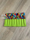Handmade Crayon Roll Up, Crayon Tote, Crayon Holder featuring Colorful Dogs with Included Crayons