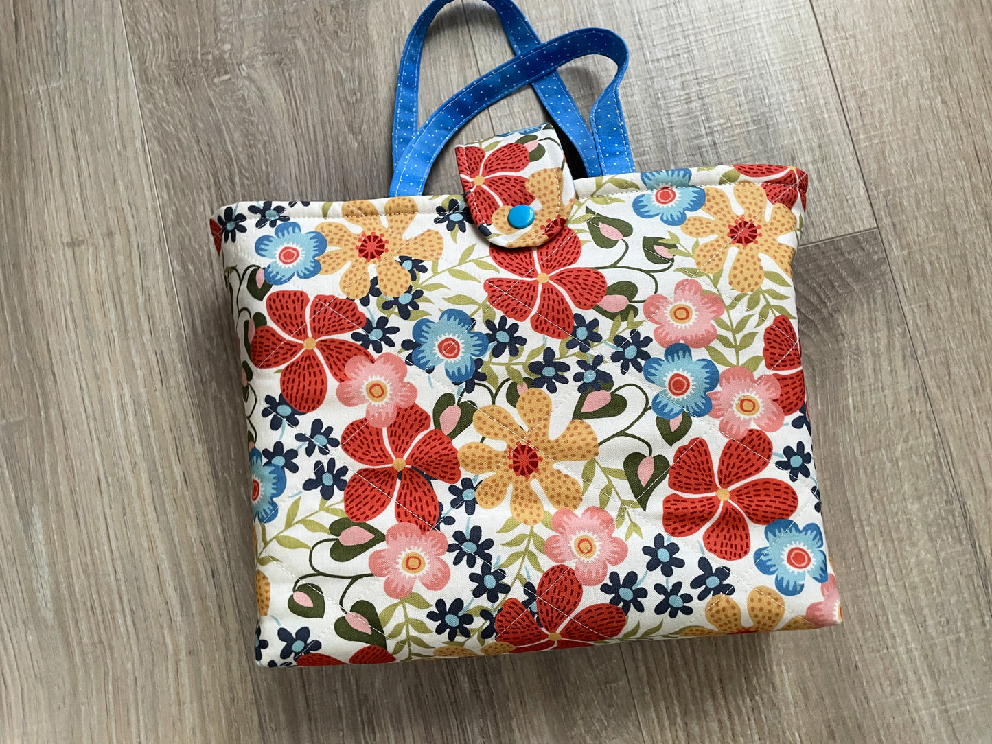 Quilted Book Sleeve with Handles, Handmade Floral Cotton Bible Protector